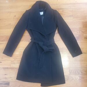 Black Wool/Cashmere Cole Haas Wrap Coat, Size 6